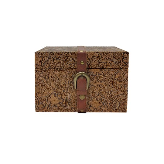 Brown Floral Embossed Faux Leather Box by Ashland®